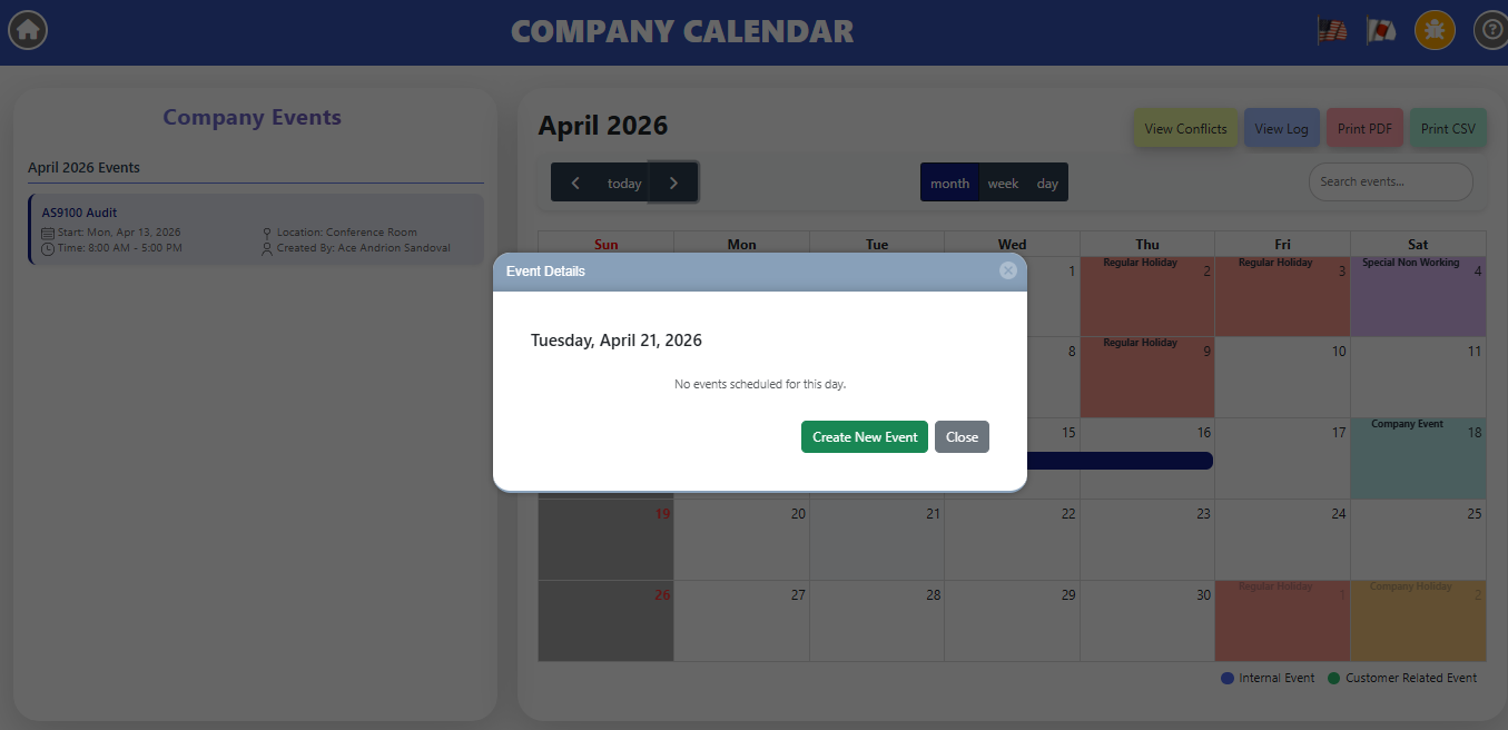Calendar — View 3